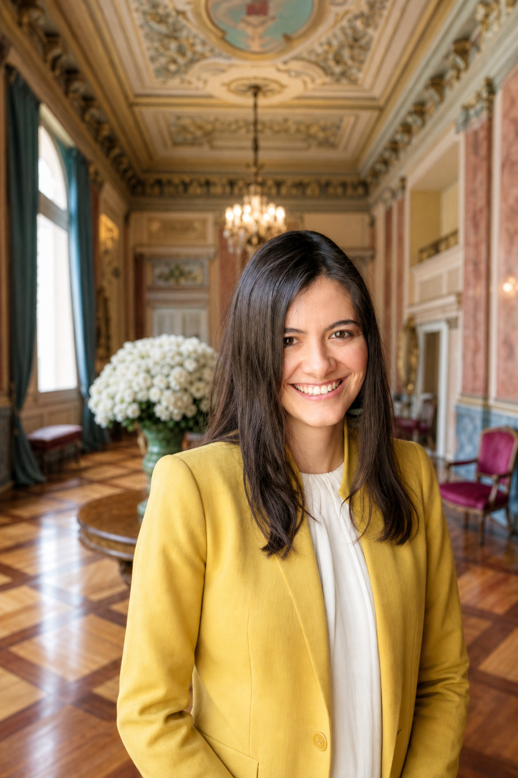 Daniela Alzate en el foyer del Teatro Colón de Bogotá